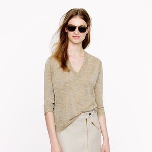 J Crew Space Dyed Sparkle Sheer Gold Sweater, M
